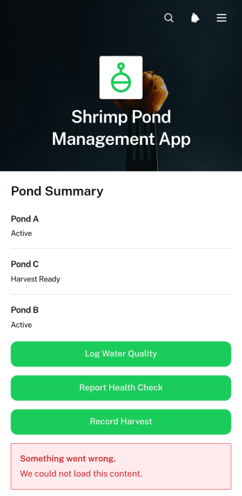 Shrimp Pond Management App Template