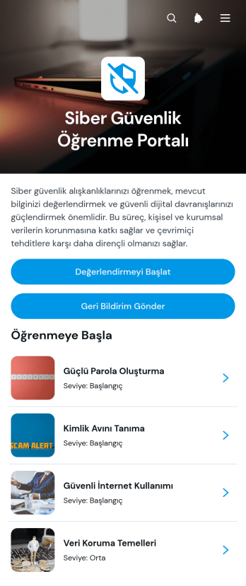Siber Güvenlik Öğrenme Portalı Uygulama Șablonu