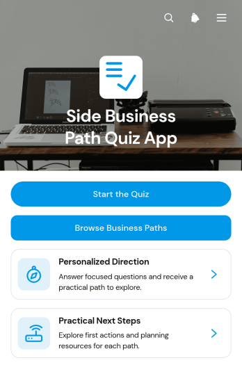 Side Business Path Quiz App Template