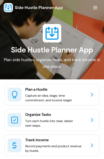 Side Hustle Planner App Template