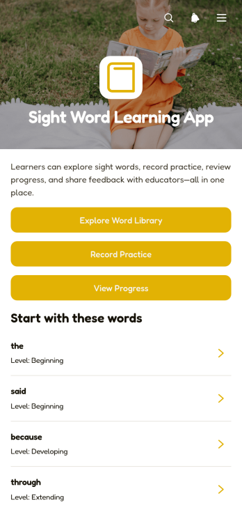 Sight Word Learning App Template