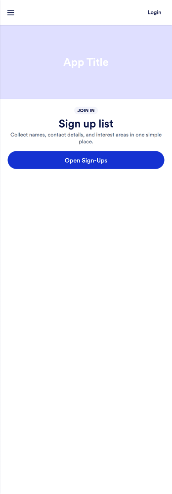 Sign Up List App Template