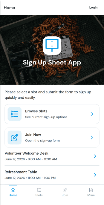 Sign Up Sheet App Template