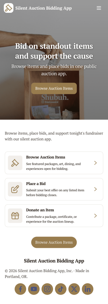 Silent Auction Bidding App Template