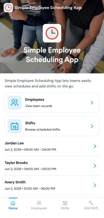 Simple Employee Scheduling App Template