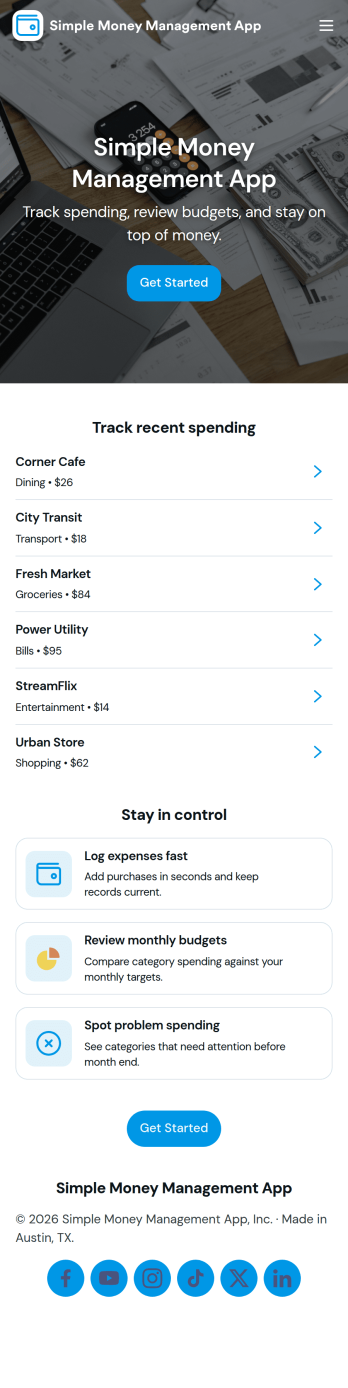 Simple Money Management App Template