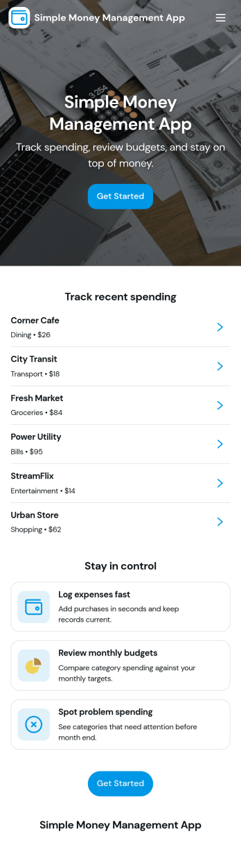 Simple Money Management App Template