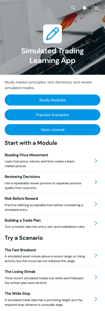 Simulated Trading Learning App Template