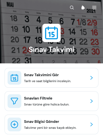 Sınav Takvimi Uygulama Șablonu