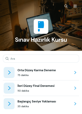 Sınava Hazırlık Kursu Uygulama Șablonu