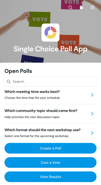 Single Choice Poll App Template