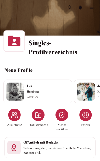 Singleprofil-Verzeichnis-App