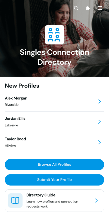 Singles Connection Directory App Template