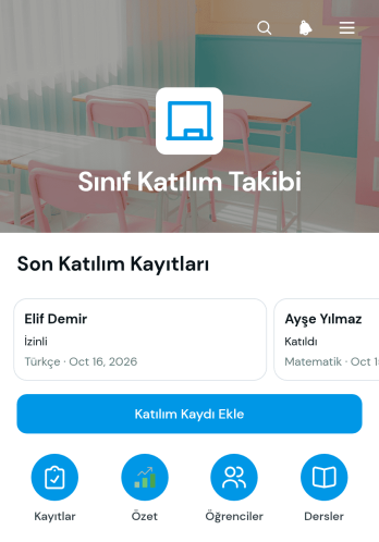 Sınıf Katılım Takip Uygulama Șablonu