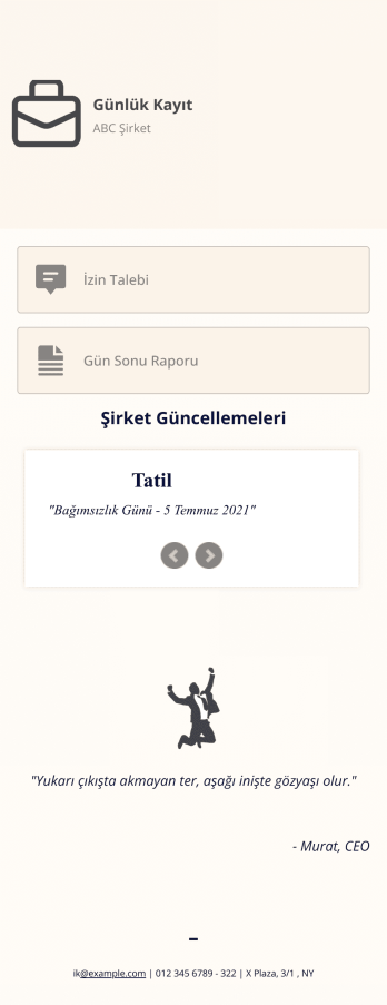 Şirket İçi Günlük Kayıt Uygulaması Template