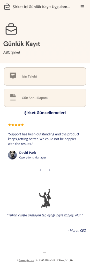 Şirket İçi Günlük Kayıt Uygulama Șablonu