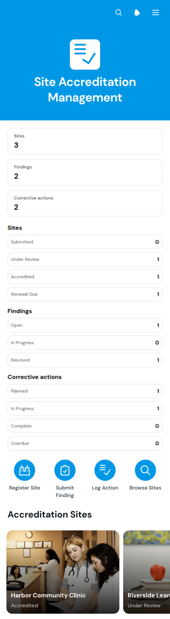 Site Accreditation Management App Template