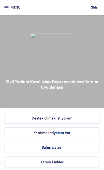 Sivil Toplum Kuruluşu Depremzede Yardım Uygulama Șablonu