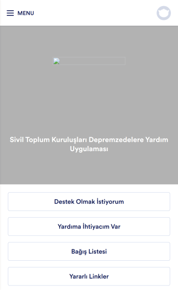 Sivil Toplum Kuruluşu Depremzede Yardım Uygulaması Template