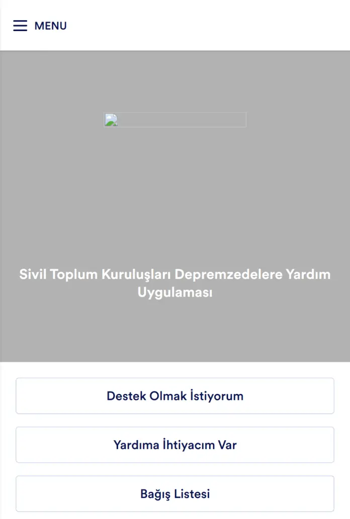 Sivil Toplum Kuruluşu Depremzede Yardım Uygulaması