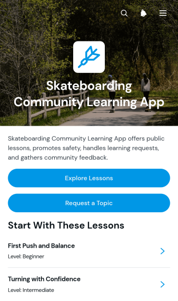 Skateboarding Community Learning App Template