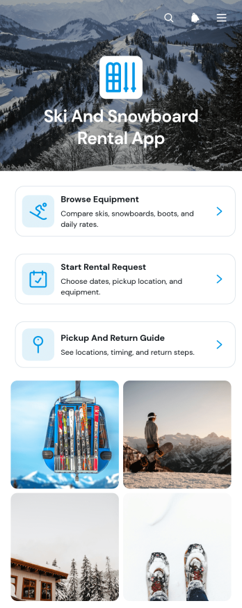 Ski and Snowboard Rental App Template