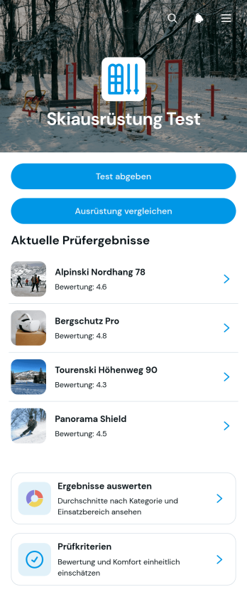 Skiausrüstungstest-App