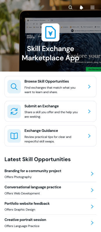 Skill Exchange Marketplace App Template