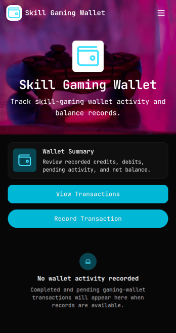Skill Gaming Wallet App Template