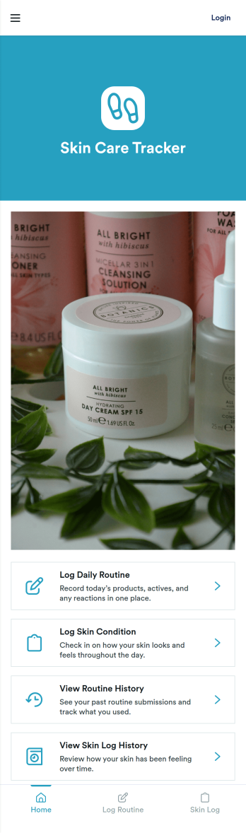 Skin Care Tracker App Template