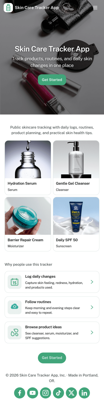 Skin Care Tracker App Template