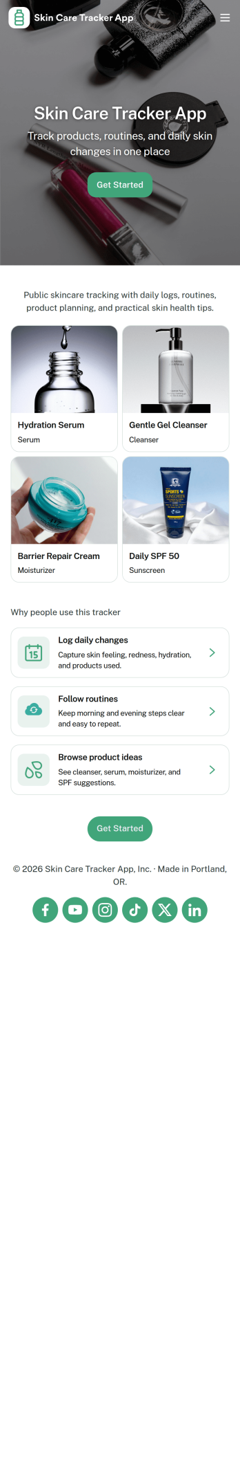 Skin Care Tracker App Template