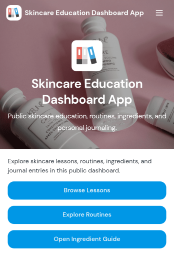 Skincare Education Dashboard App Template