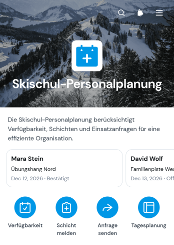 Skischul-Personalplanungs-App