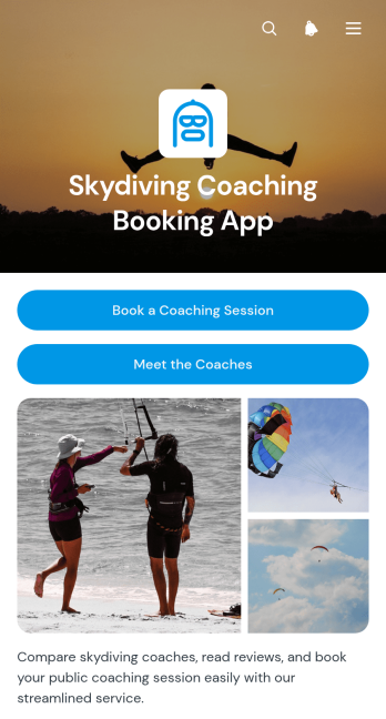 Skydiving Coaching Booking App Template