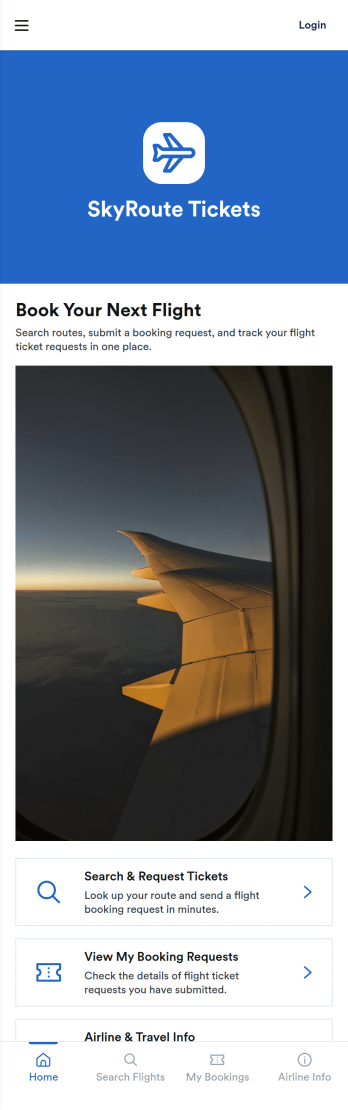 SkyRoute Tickets App Template