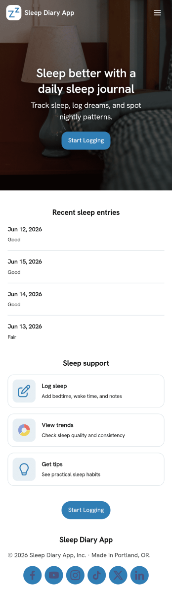 Sleep Diary App Template