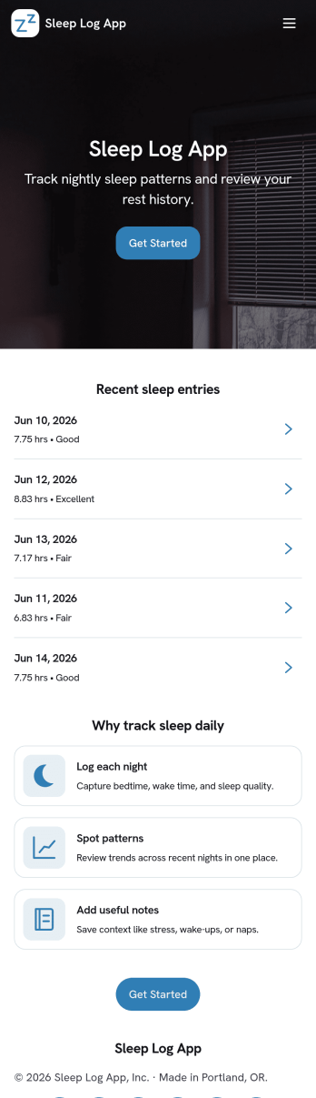 Sleep Log App Template