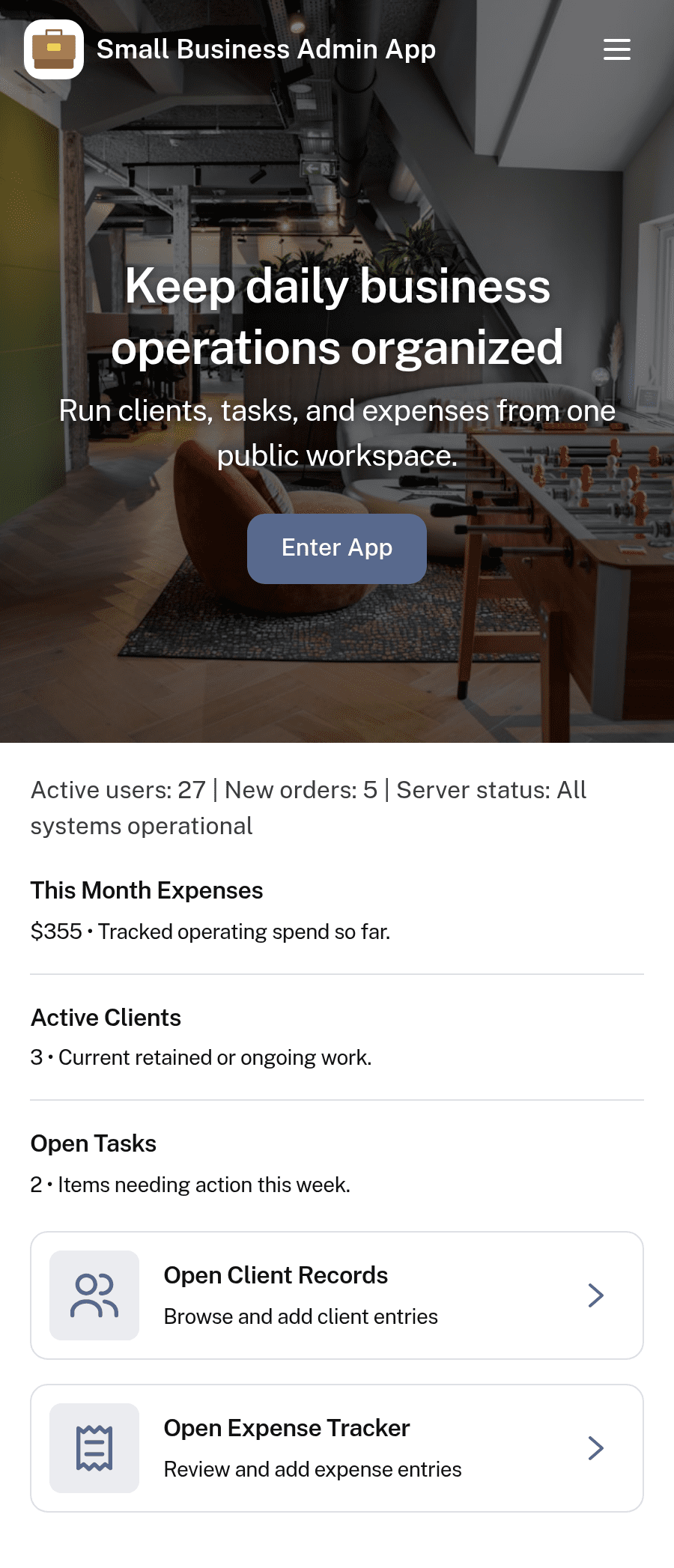 Small Business Admin App Template | Jotform