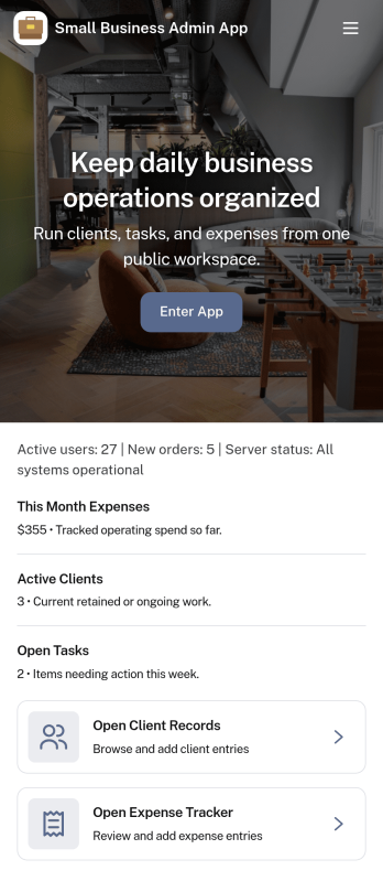 Small Business Admin App Template