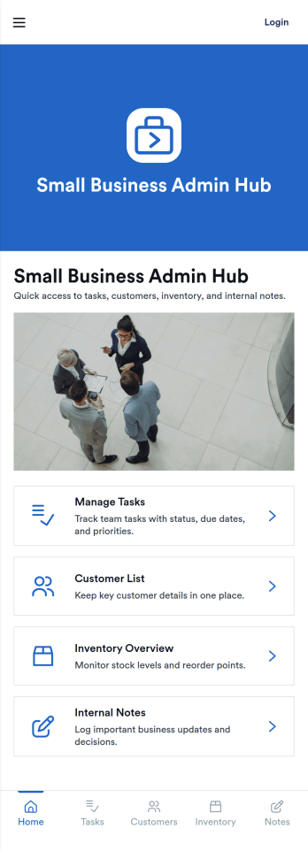 Small Business Admin Hub App Template