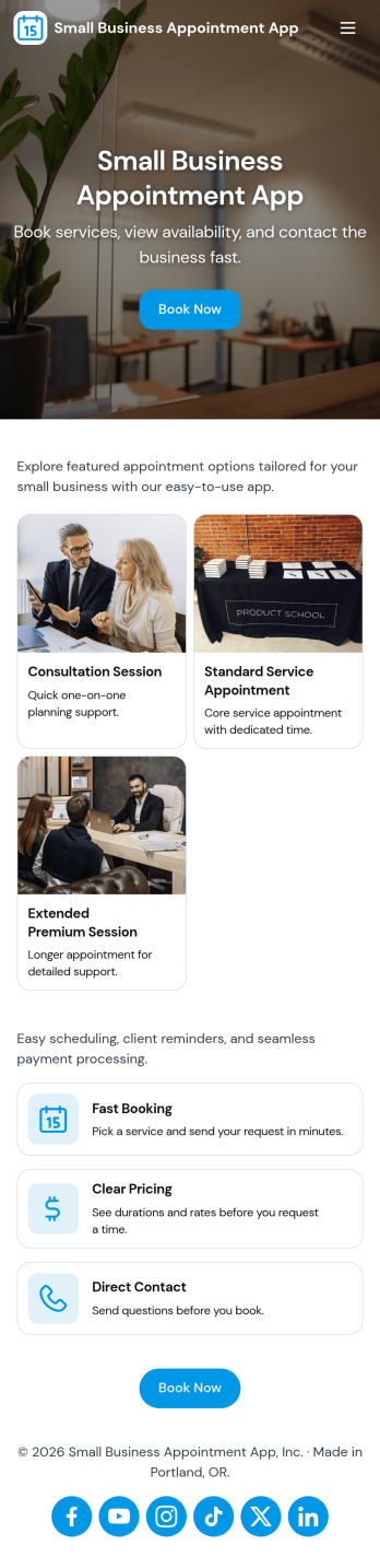 Small Business Appointment App Template