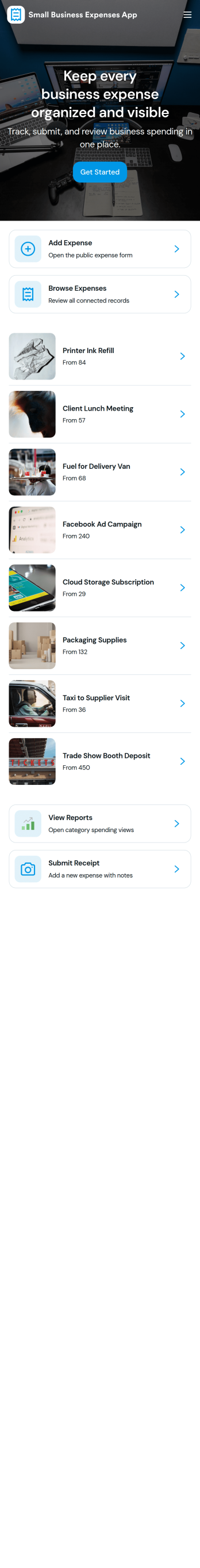 Small Business Expenses App Template