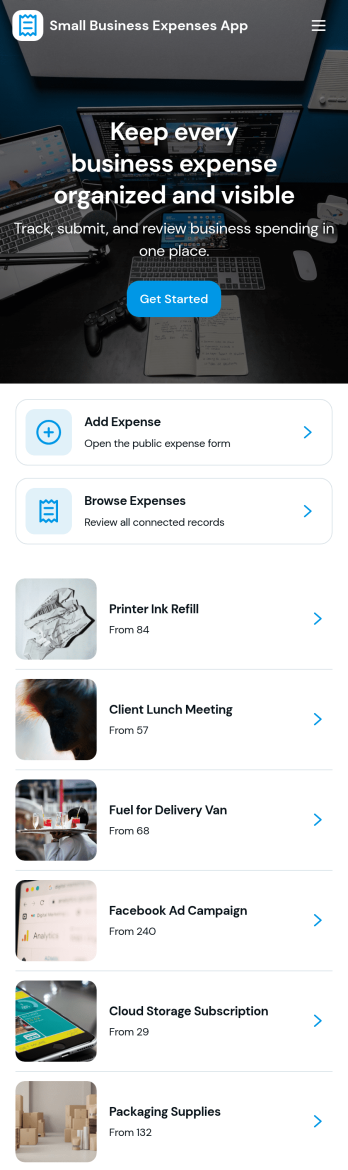 Small Business Expenses App Template