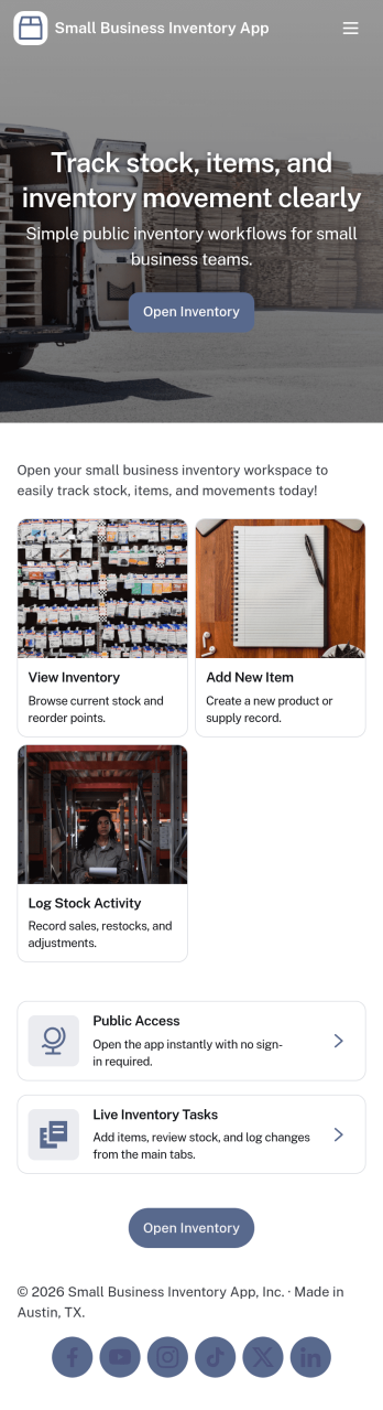 Small Business Inventory App Template