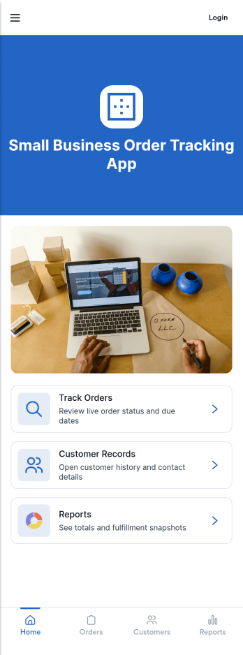 Small Business Order Tracking App Template