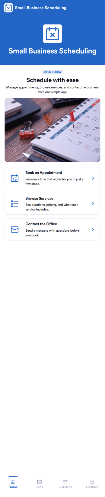 Small Business Scheduling App Template