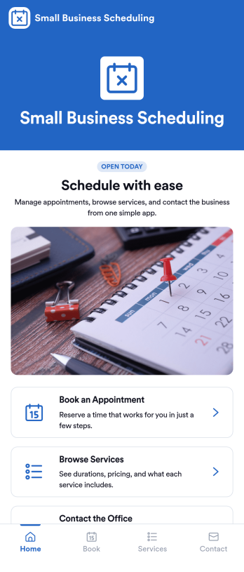 Small Business Scheduling App Template
