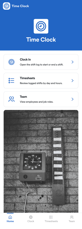 Small Business Time Clock App Template