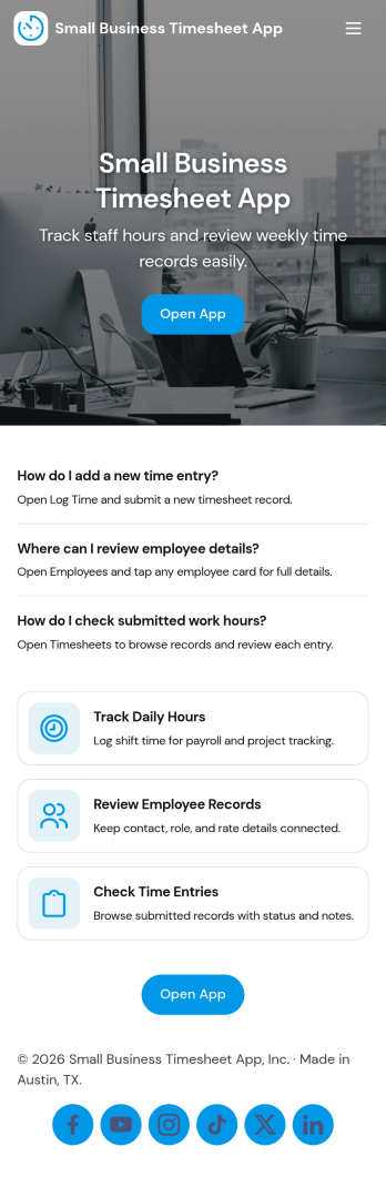 Small Business Timesheet App Template